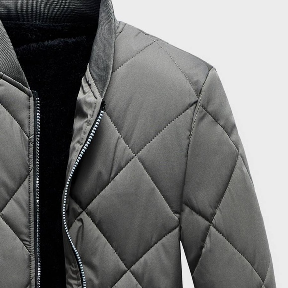 Black Zip up pocket bomber jacket coat quilted - Picture 10 of 11